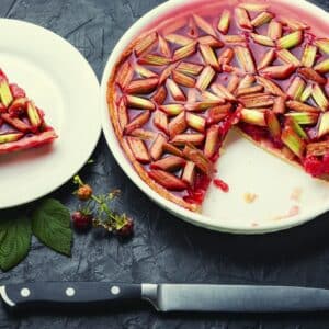 pie with rhubarb and raspberries,rhubarb tart