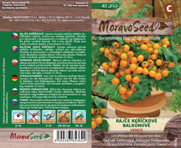 Rajče keříčkové balkonové oranžové VENUS semena