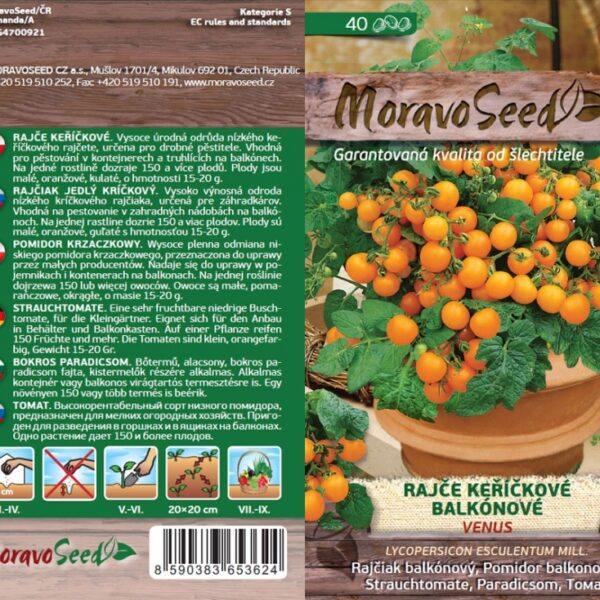 Rajče keříčkové balkonové oranžové VENUS semena