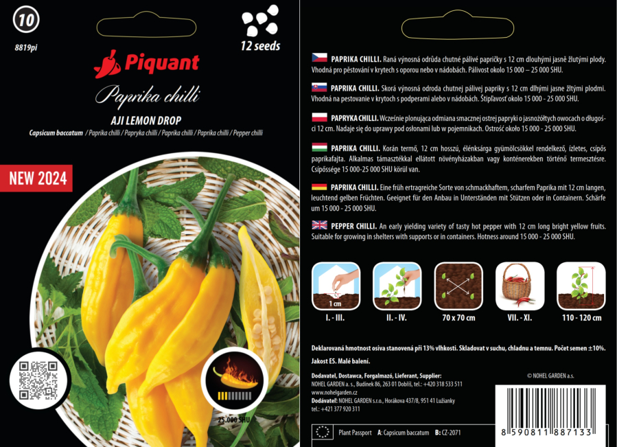 Chilli paprička Aji Lemon Drop – žluté plody s citronovou chutí