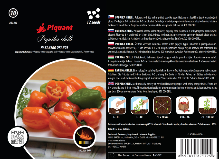 Chilli paprička Habanero Orange – velmi pálivé oranžové plody