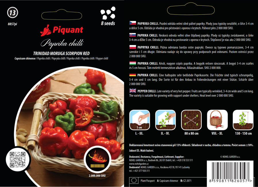Chilli paprička Trinidad Moruga Scorpion Red – extrémně pálivé červené plody