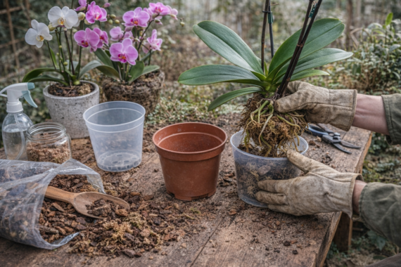 Zahrada v březnu 16 přesazování orchideje do nového substrátu na jaře