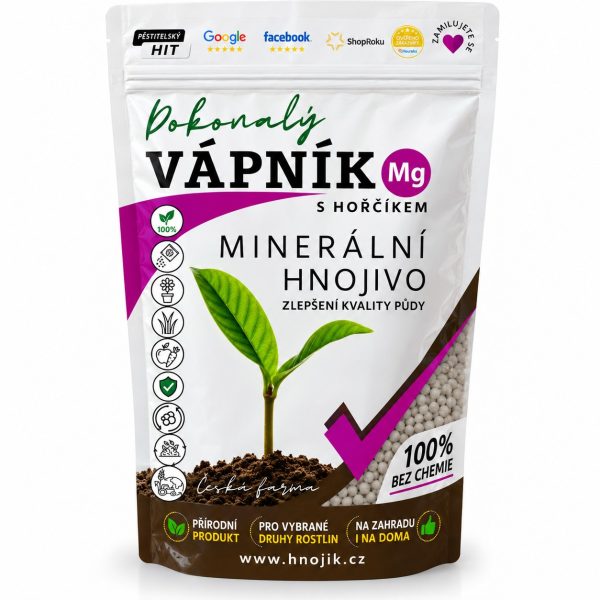 Pokonalý Vápník s hořčíkem Mg 2,5 kg – minerální hnojivo, sáček s okénkem