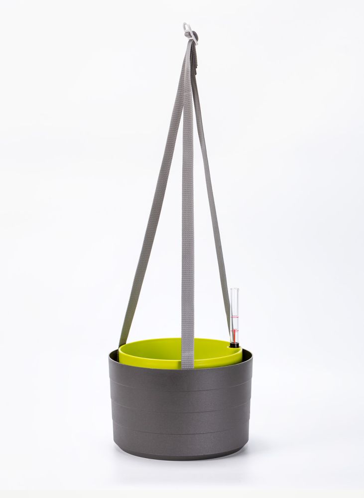 Samozavlažovací závěsná žardina Berberis 26 cm trojzávěs - antracit/zelená
