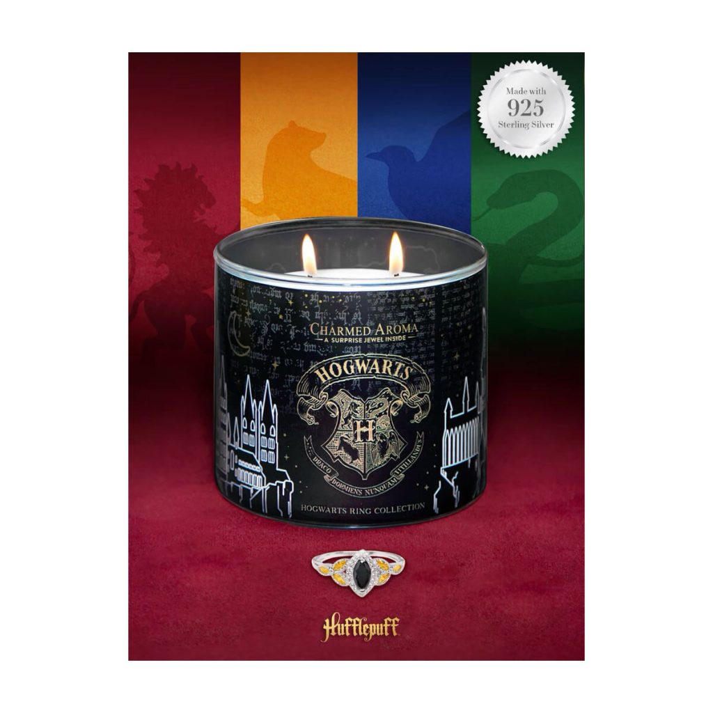 Vonná svíčka Harry Potter Hogwarts Hufflepuff s prstenem stříbro 925/1000 vel.8=L=18,19mm