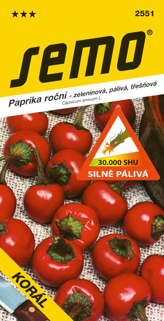 Paprika pálivá KORÁL - třešňová, silně pálivá, SHU 30 000