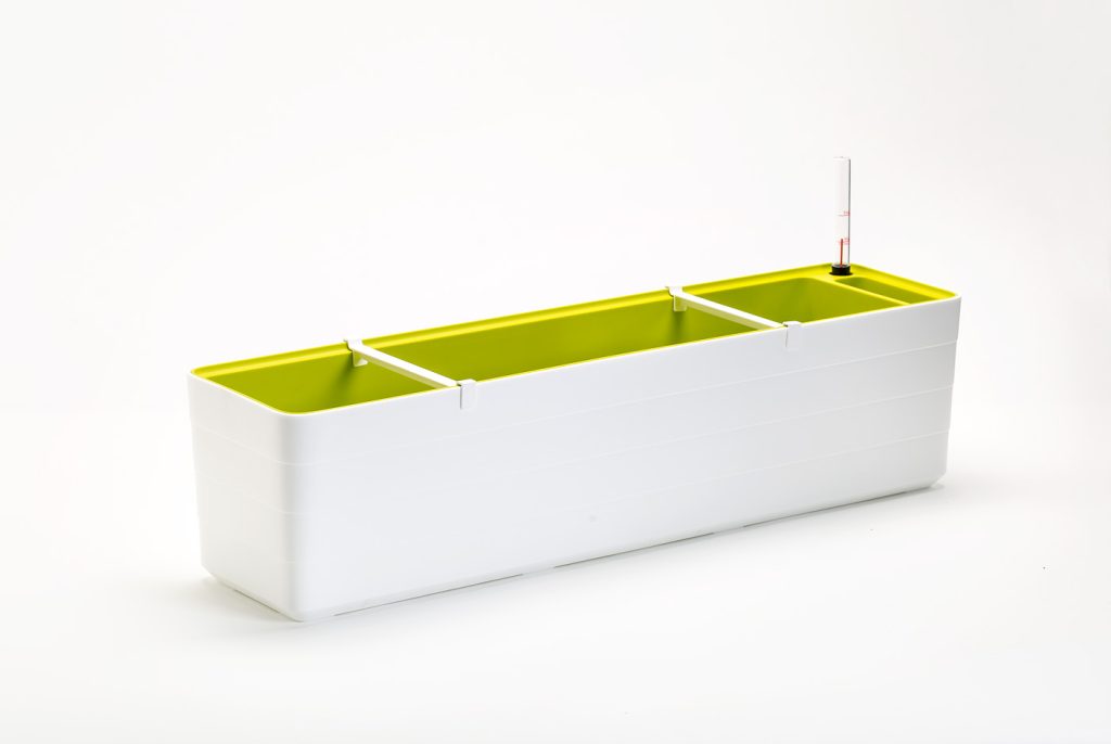 Samozavlažovací truhlík PLASTIA BERBERIS 80 cm bílá + zelená