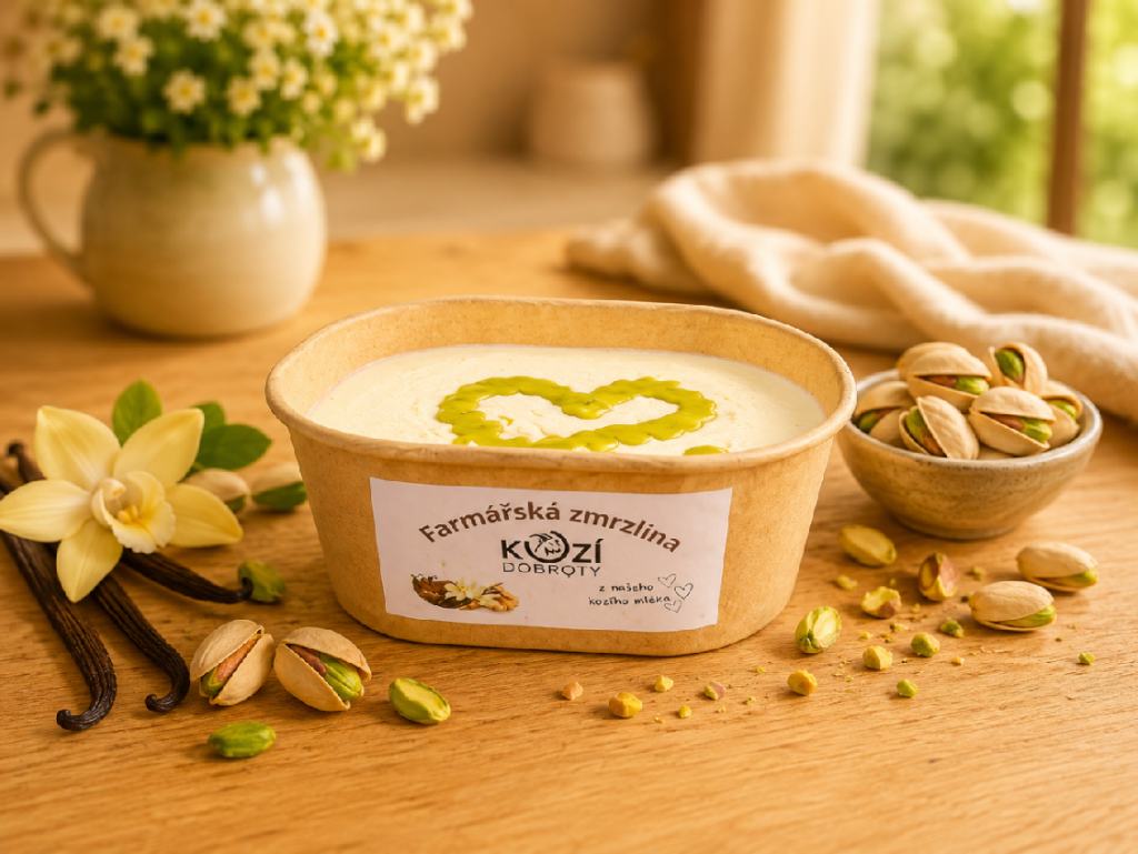 Farmářská zmrzlina – vanilka s pistáciovým pohlazením – 120g