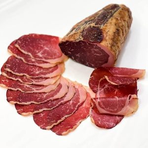 BIO hovězí šunka z roštěnce s tukovým krytím - krájená, 80 g